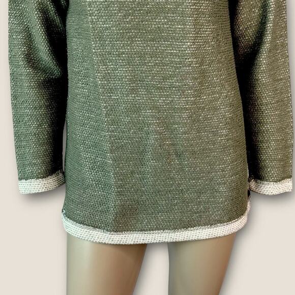 Jadelynn Brooke 1/4 Zip Pullover Sweater Waffle Knit Boyfriend Womens S Green - Picture 5 of 14